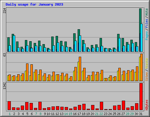 Daily usage for January 2023