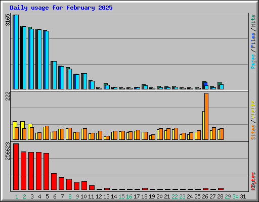 Daily usage for February 2025